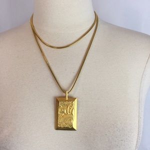JJ Jonette Vintage Snake Chain Pendant Necklace